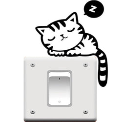 Sleeping cat - light switch wall decal